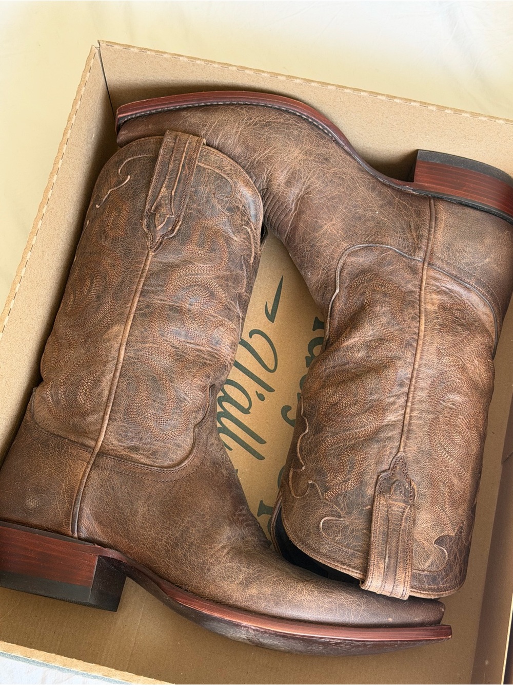 Men's Brown Leather Cowboy Boots - Tecovas Garret
